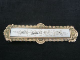 Antique Victorian Mother Pearl Etched Brass Hair Clip,  Buckle,  Barrette