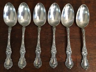 Vintage Set Of 6 1835 R Wallace Silver Plated A1 Soup/cereal Spoons Floral Patt