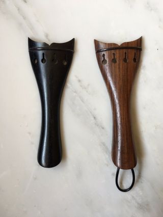 Set Of 2 Antique 4/4 Violin Ebony Tailpieces