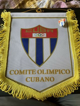 Two Rare Cuba London 2012 Olympics Items Pin Badge Pennant Committee Noc