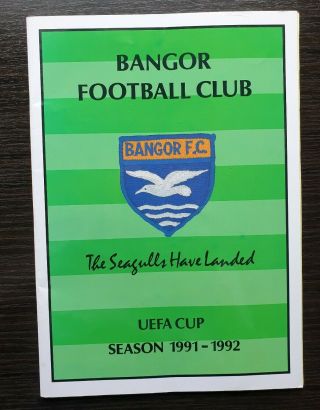 Bangor Football Club Uefa Cup Season 1991 - 1992 Rare Glossy Brochure In Vgc