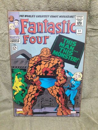 Marvel Fantastic Four 51 Comic Book Cover 13 " X 19 " Wooden Wall Art Read