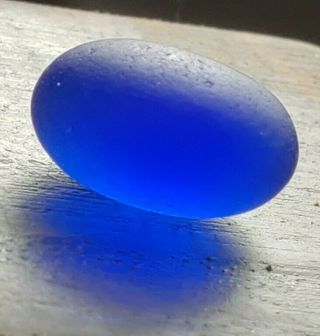 Beachen Sea Glass Rare Flawless Cobalt Small Bubble Egg Blue Surf Gem