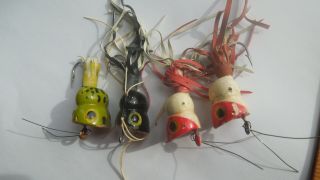 Four Cork Fred Arbogast Fly Rod Hula Poppers Pan Fish And Bass Killers.