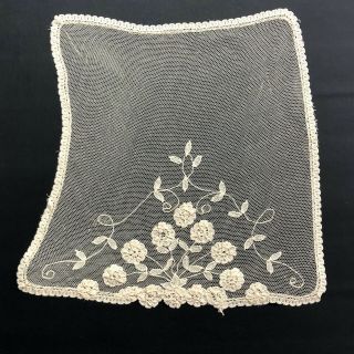 Lovely Antique Vintage Lace 8.  5 " X 8.  5 " Intricate Floral Flowers