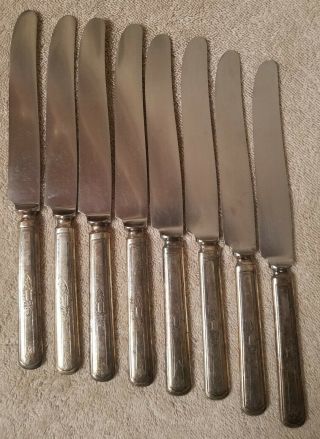 Vintage R&b Stainless Butter Knives Set Of 8 Silver Plated Handles