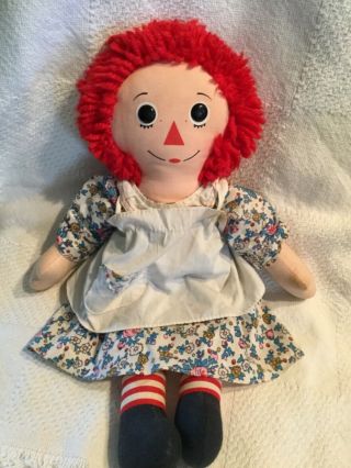 Vtg.  Raggedy Ann Doll Printed I Love You On Chest Knickerbocker Toy Co.  19”vguc
