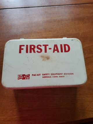 Vintage Pac - Kit 913 First Aid Kit In Metal Box Antique Medical