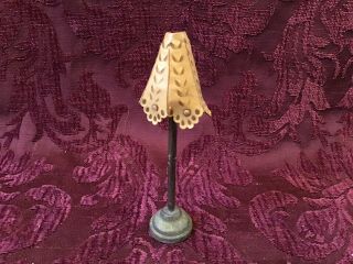 Wood Base Miniature Floor Lamp For Doll House With Leatherette Shade