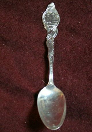 Sterling Silver Souvenir Spoon - Portland,  Maine - Light Houses On Handle