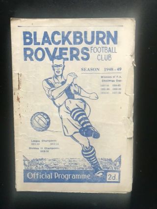 1948 - 49 Blackburn Rovers V Sheffield Wednesday - Rare Item