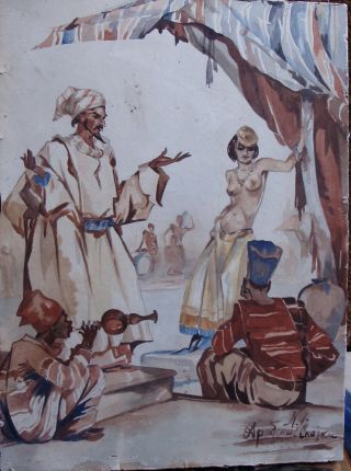 Rare Russian Painting On Paper/cardboard C 1920 Size: 38 X 28 Cm