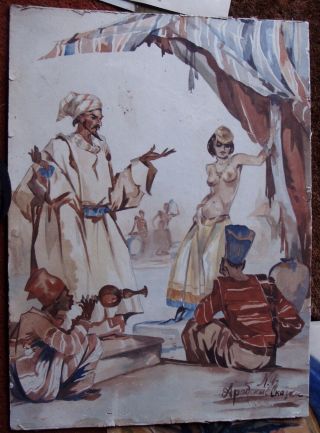 Rare Russian painting on paper/cardboard c 1920 size: 38 x 28 cm 2