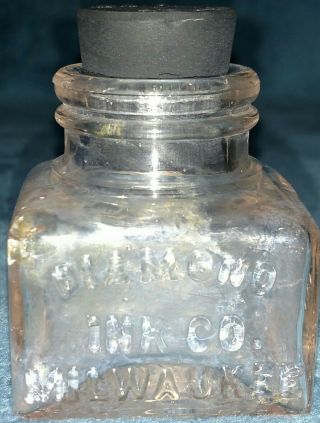 Antique/vintage Glass Ink Bottle Embossed Diamond Ink Co. ,  Milwaukee