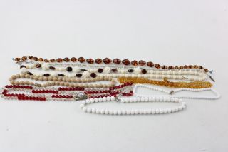 8 X Vintage & Antique Glass Bead Necklaces Inc Crystal,  Hand Cut,  Spun,  Boho