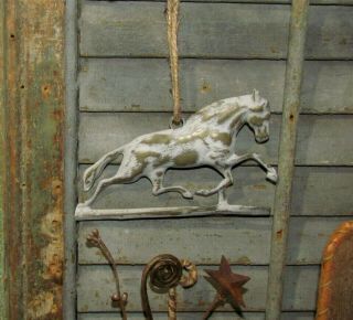 Primitive Antique Vtg Style Farm House Horse Embossed Hanging Metal Tin Sign 2