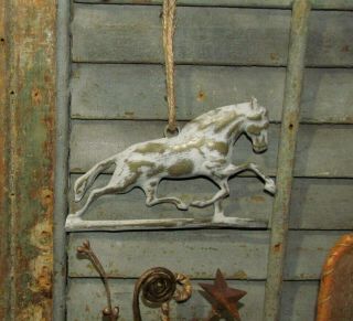 Primitive Antique Vtg Style Farm House Horse Embossed Hanging Metal Tin Sign 3