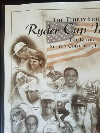 Rare The Official 2001 Ryder Cup Team Poster Cancelled Due To 9/11 Attacks