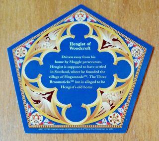 Harry Potter Chocolate Frog Collectable Wizard Card - HENGIST OF WOODCROFT.  Rare 2