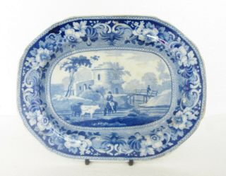 Rare Antique John Meir Blue & White Transfer Platter Charenton Near Paris C1825
