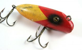 South Bend Babe Oreno Wood Fishing Lure Crankbait,  Glass Eyes,  Red White