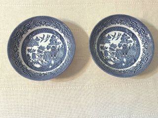 Churchill Blue Willow Coupe Cereal Bowls (set Of 2) - 6.  25” Classic Pagoda