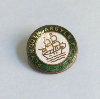 Old Plymouth Argyle Football Club Fc Badge Enamel Supporters Pin Rare Vintage
