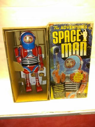 Rare Le Schylling The Adventures Of Space Man Wind Up Tin Robot