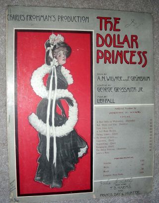 1908 My Dream Of Love Vintage Sheet Music From The Dollar Princess By Leo Fall