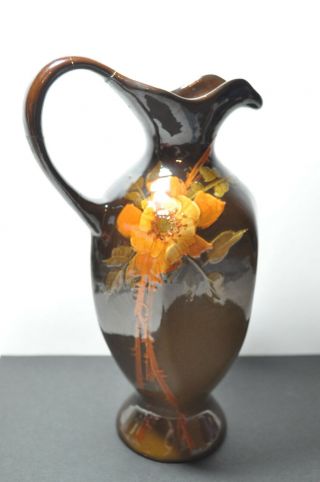 Vintage Owens Utopian Pitcher Vase Art Pottery Antique 981 Repaired Floral 9 "