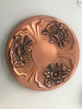 Antique Arts & Crafts Hammered Copper 12.  ”plate Craftsman Signed Artist A Guis