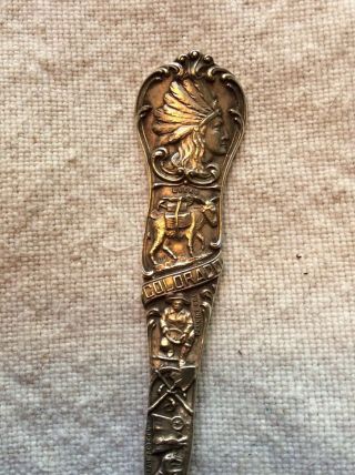 Denver CO,  Indian Chief Head Spoon,  Sterling Silver,  Horse,  Mine,  Bronco Busters 2