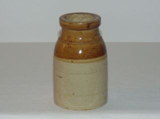 Vintage Small Primitive Antique Stoneware Pottery Preserve Jar Crock Jug