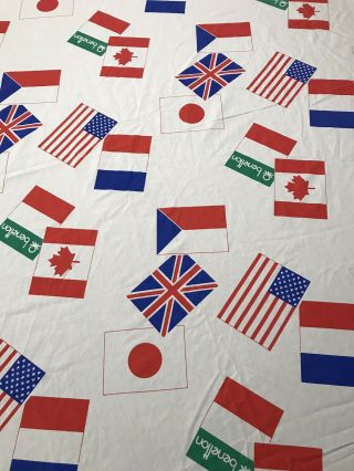United Colors Of Benetton Twin Flat Sheet Vintage World Flags American Flag Rare