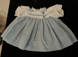 Vintage Blue Checked Dress 4 " Doll Size