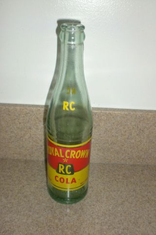 Vintage 10 Oz Royal Crown Cola Rc Soda Pop Bottle Antique Duraglas 9 - 54