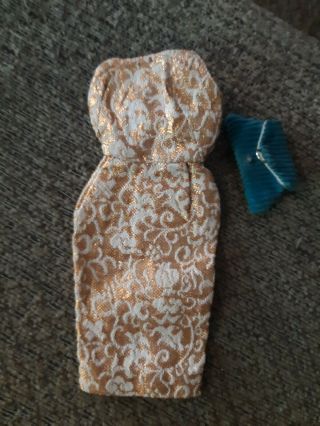 Vintage Barbie Golden Girl Dress 911 With Turquoise Clutch Purse