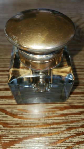 Antique Style Solid Thick Glass Square Inkwell Ink Pot Bottle With Hinged Lid