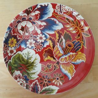Set Of 4 Williams Sonoma Spanish Floral 8 - 1/2” Plates,  Red Paisley Flowers,  Rare