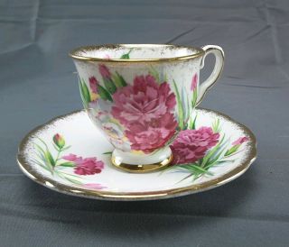 Vintage Carnation Royal Stafford Bone China Tea Cup/saucer Made In England