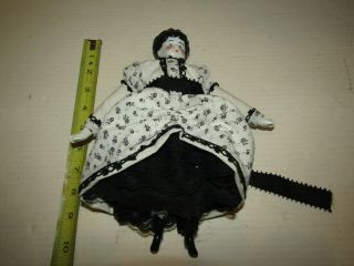 Vintage Doll China Head Porcelain Molded Black Hair 10 Inch Clothing Outfit