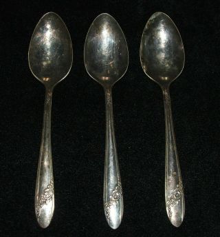 3 Oneida Community Demitasse Spoons Queen Bess Tudor Silver Plate Small 4.  5 Inch