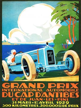 Exhibition Motor Sport Grand Prix France Automobile Car Vintage Canvas Art Print
