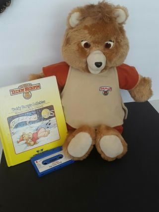 Vintage 1984/1985 Teddy Ruxpin Talking Bear With Book And Cassette