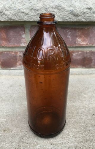 Antique/vintage Clorox 16 - Oz / 1 - Pint Bottle Amber Brown/golden Glass Embossed