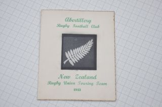 1953 Abertillery Rfc Zealand All Blacks Souvenir Dinner Dance Programme Rare