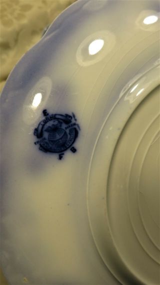 Antique WH Grindley England Lorne Pattern Porcelain Dinner Plate Flow Blue 10 