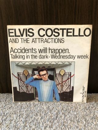 Elvis Costello Accidents Will Happen 7” Single (dutch Version) Rare Item.