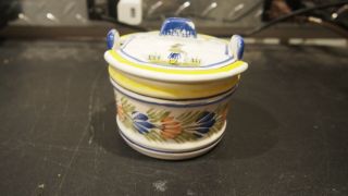 Henriot Quimper Antique Butter Dish Bowl Vintage Yellow Floral