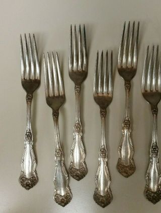 Set 12 Vintage Dinner Forks Wm Rogers & Son Silver Plated ' Arbutus ' Floral 3